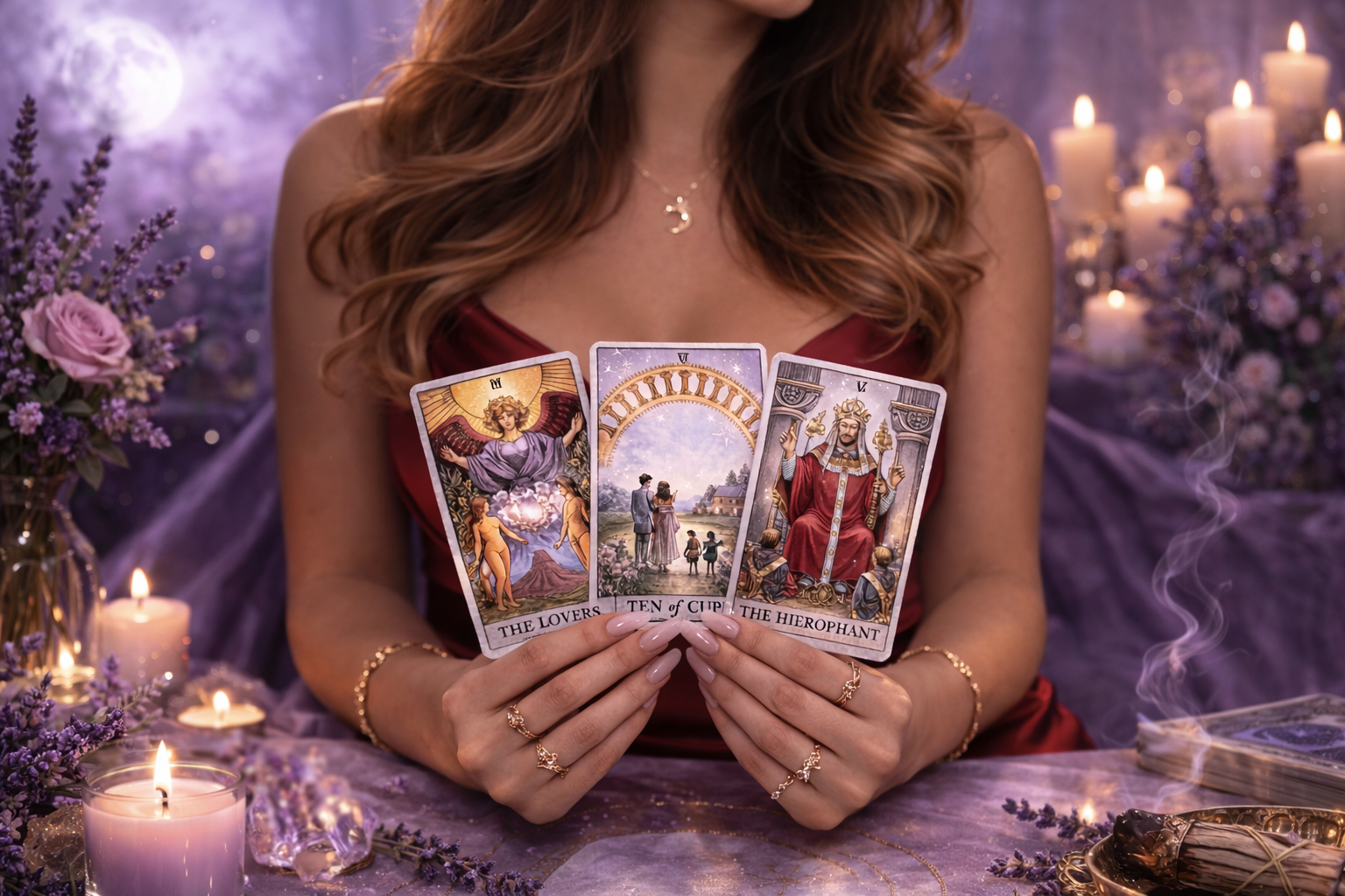 Oracle cards and crystals